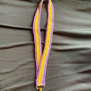 Purple and Yellow Crochet Lanyard